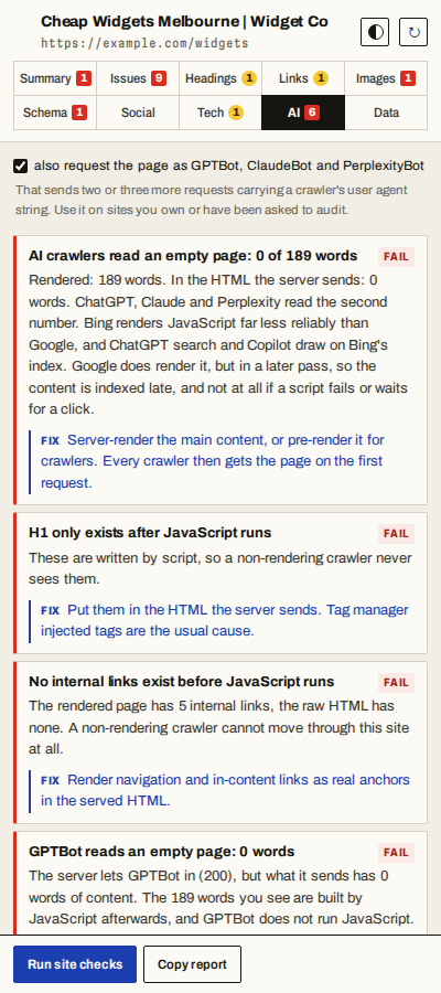 What AI crawlers receive